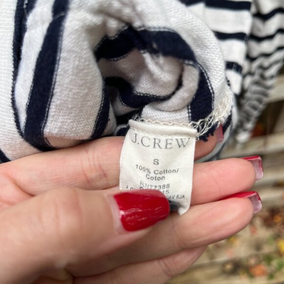 J.Crew Striped Pullover Hoodie Women’s Size Small Navy Cream Long Sleeve Casual - Picture 3 of 4